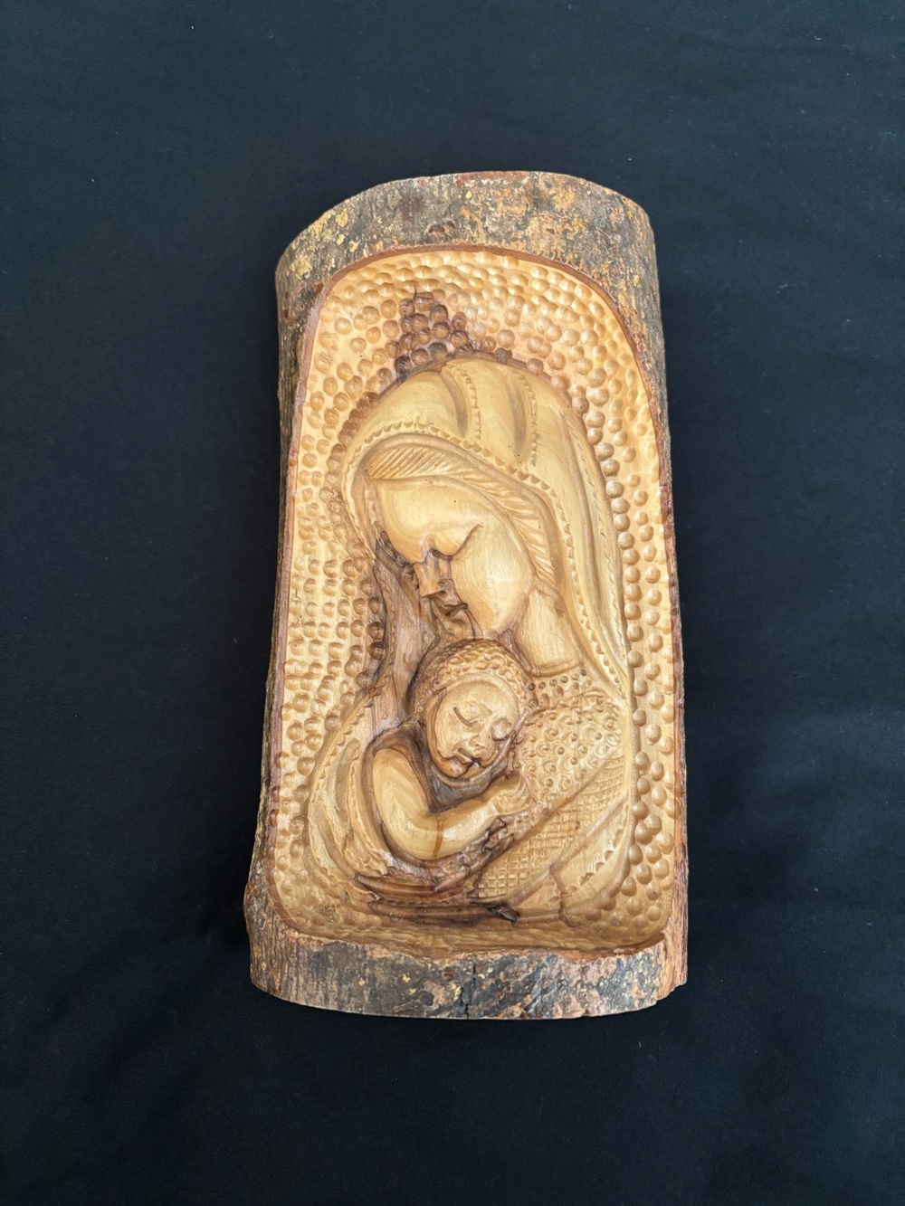 Bethlehem Olive Wood Hand Carved Mary & Baby Jesus Religious Decor